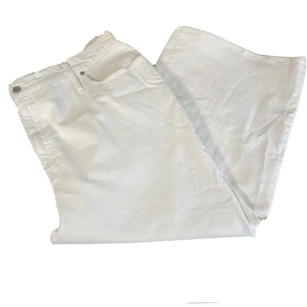 Madewell Womens Wide Leg Cropped Jeans Tile White Size 37 High Rise Denim L1179
